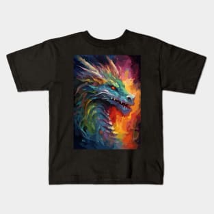 Fantasy Dragon Watercolor Painting Abstract Art Kids T-Shirt